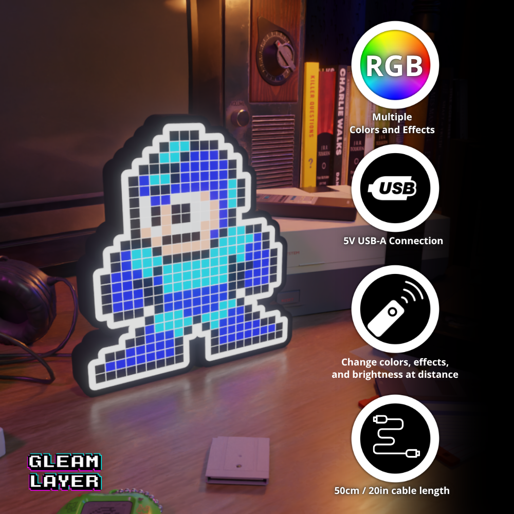 Mega Man 8-bit Pixel Led Lightbox Pixel Art Light