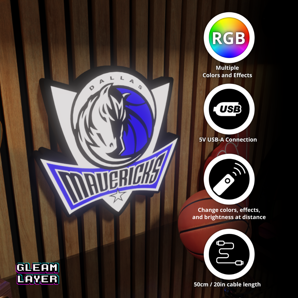 Dallas Mavericks Led Light Box NBA Sports Bar Light Display Wall Sign