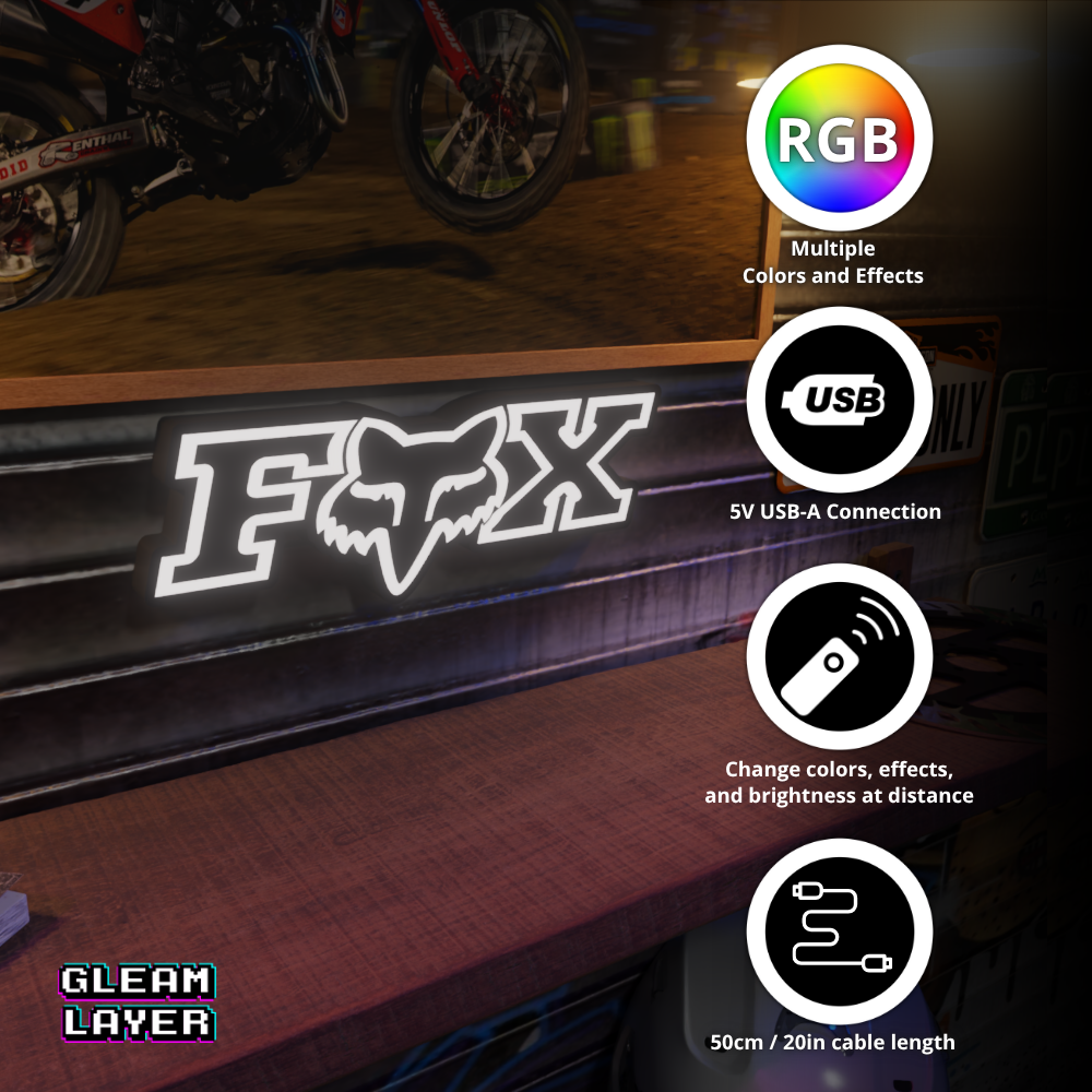 Fox Racing Logo Led RGB Light Sign