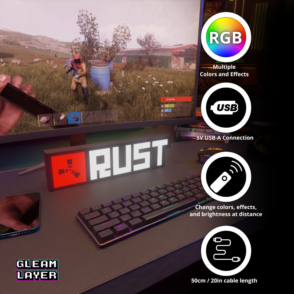 Rust Survival Game Led Gaming Lightbox Rgb Light Sign