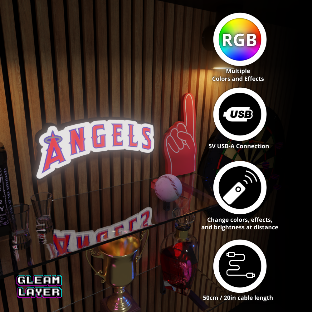 LA Angels Led Light Box MLB Sports Bar Major League Baseball Wall Sign