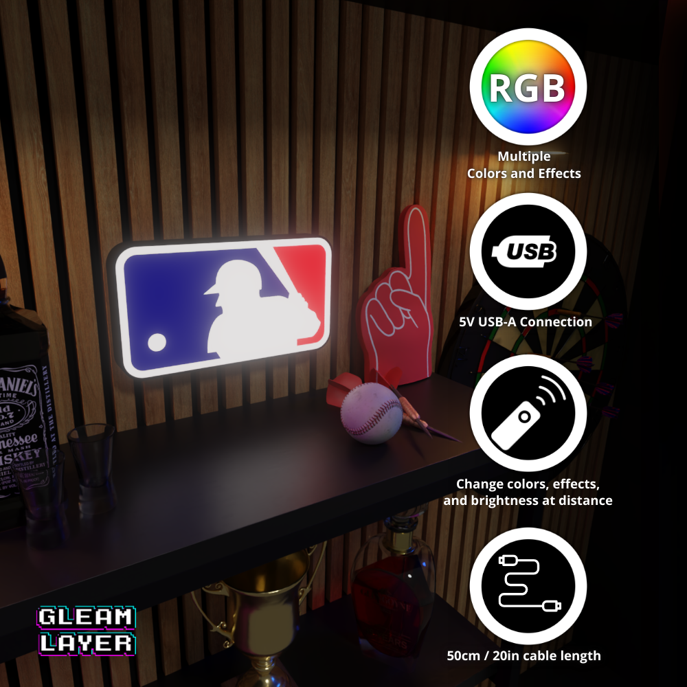 MLB Major League Baseball Led Light Logo Sign