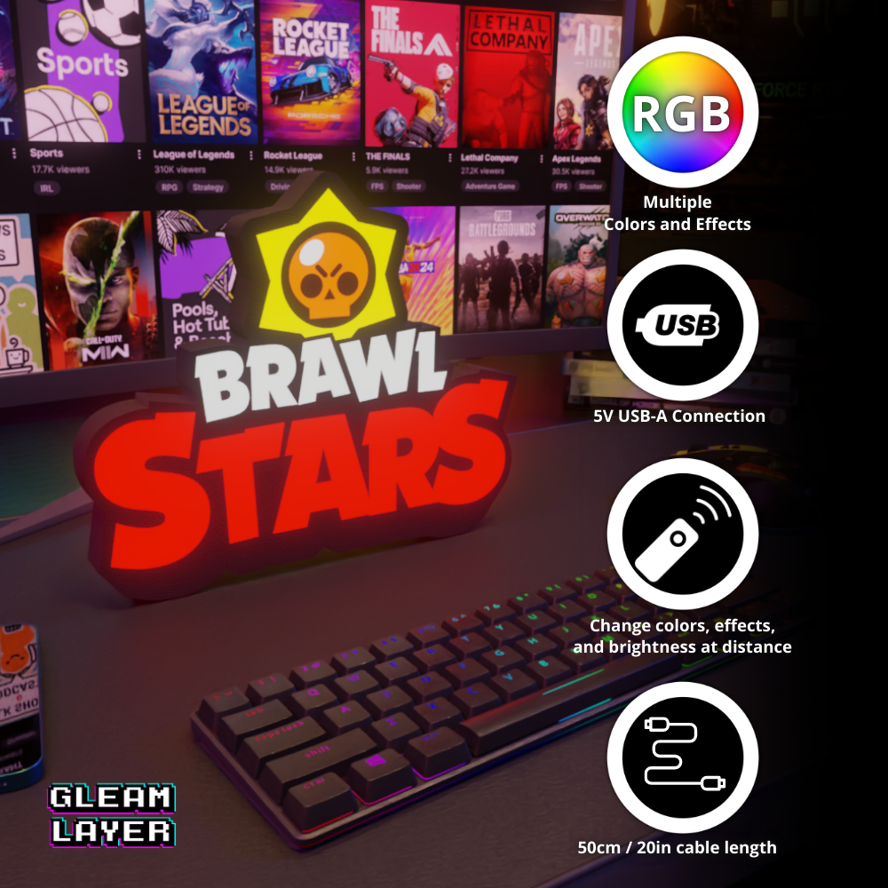 Brawl Stars Mobile Gaming Lightbox Led Light Sign