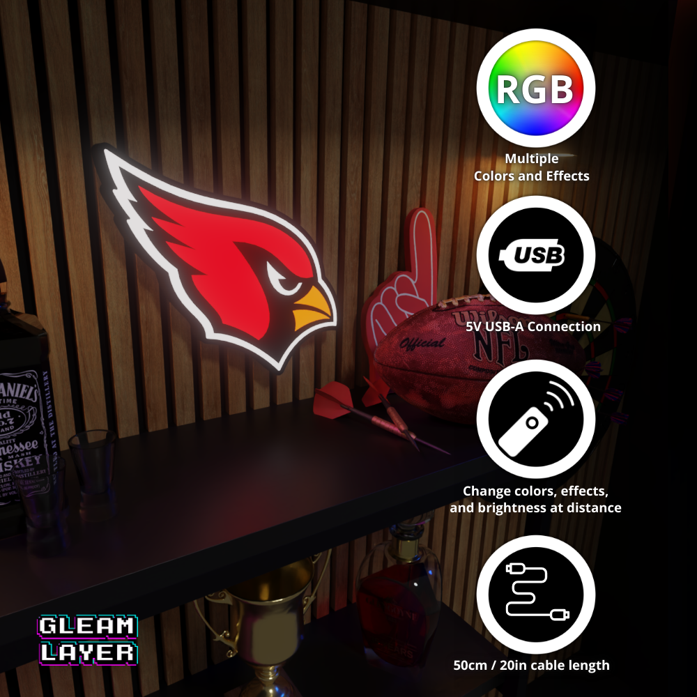Arizona Cardinals Led Light Box NFC Team NFL National Football League Display Sign
