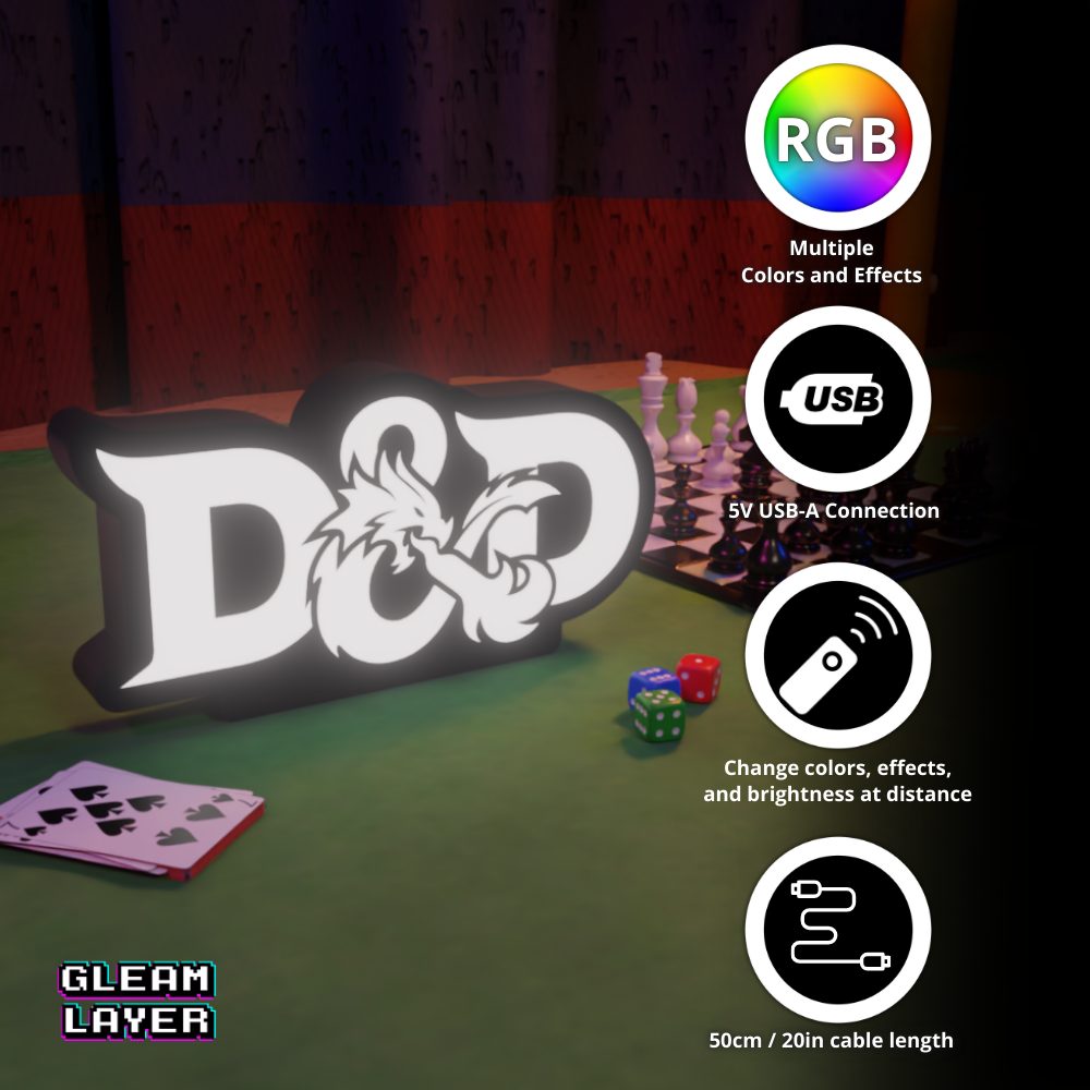 Dungeons & Dragons Brettspiel LED-Licht RGB-Schild