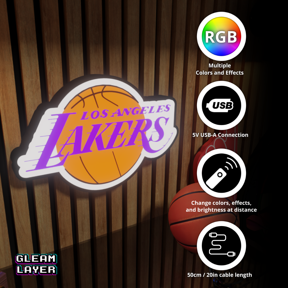 Los Angeles Lakers Led Light Box NBA Sports Bar Light Display Wall Sign
