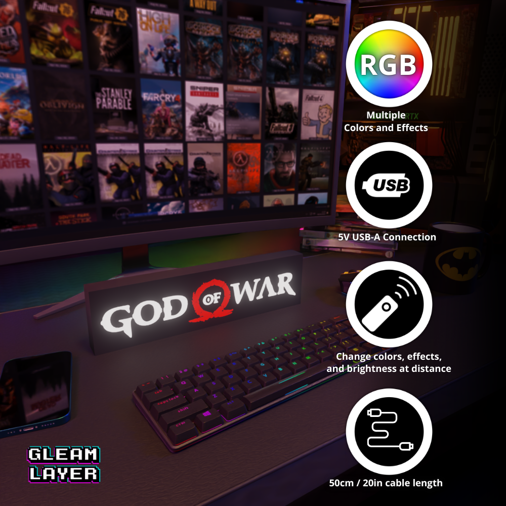 God of War Led Gaming RGB Light Sign