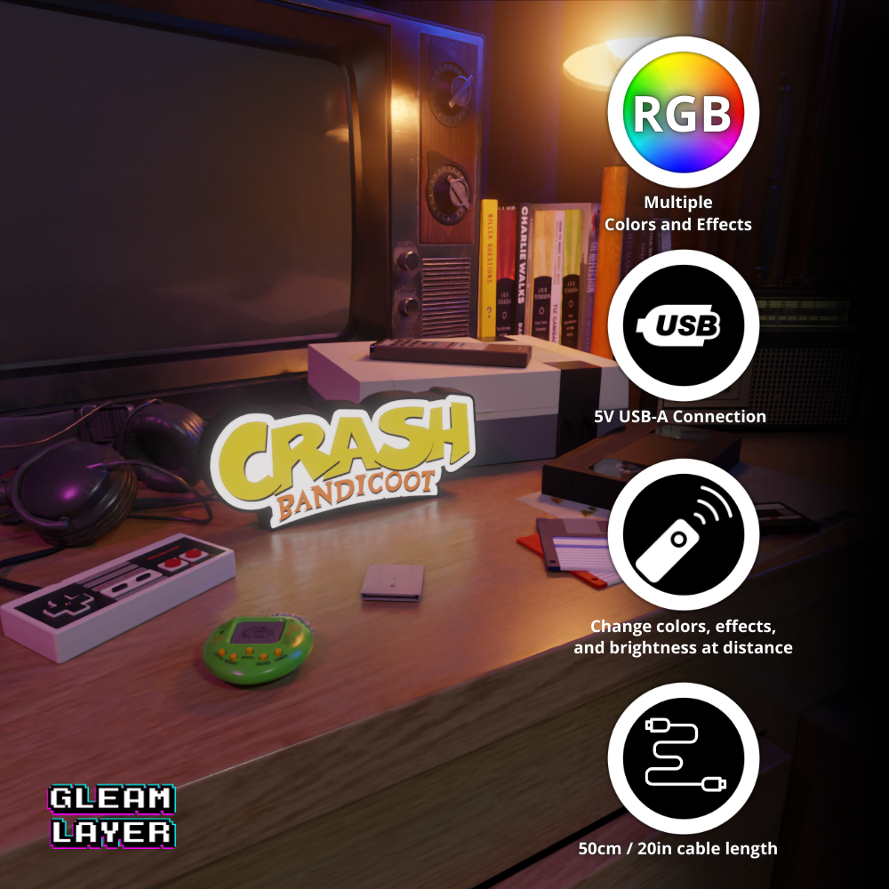 Crash Bandicoot Led Retro Gaming RGB Light Sign