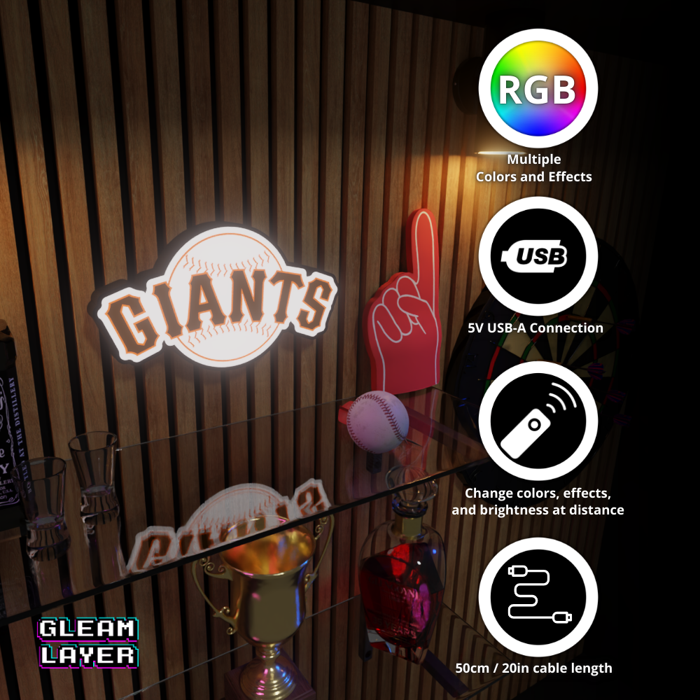 San Francisco Giants Led Light Box MLB Sports Bar Major League Baseball Wall Sign