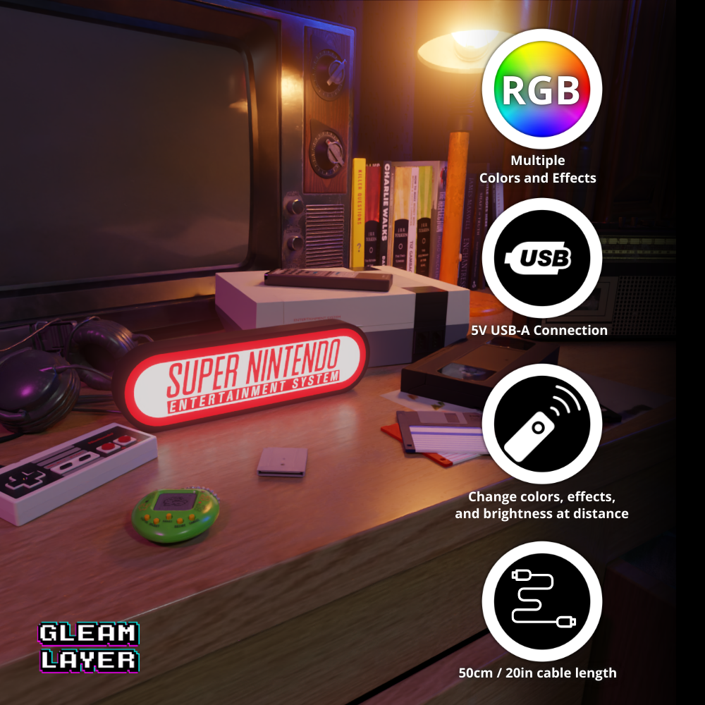 Super Nintendo Snes Led Gaming Light Sign