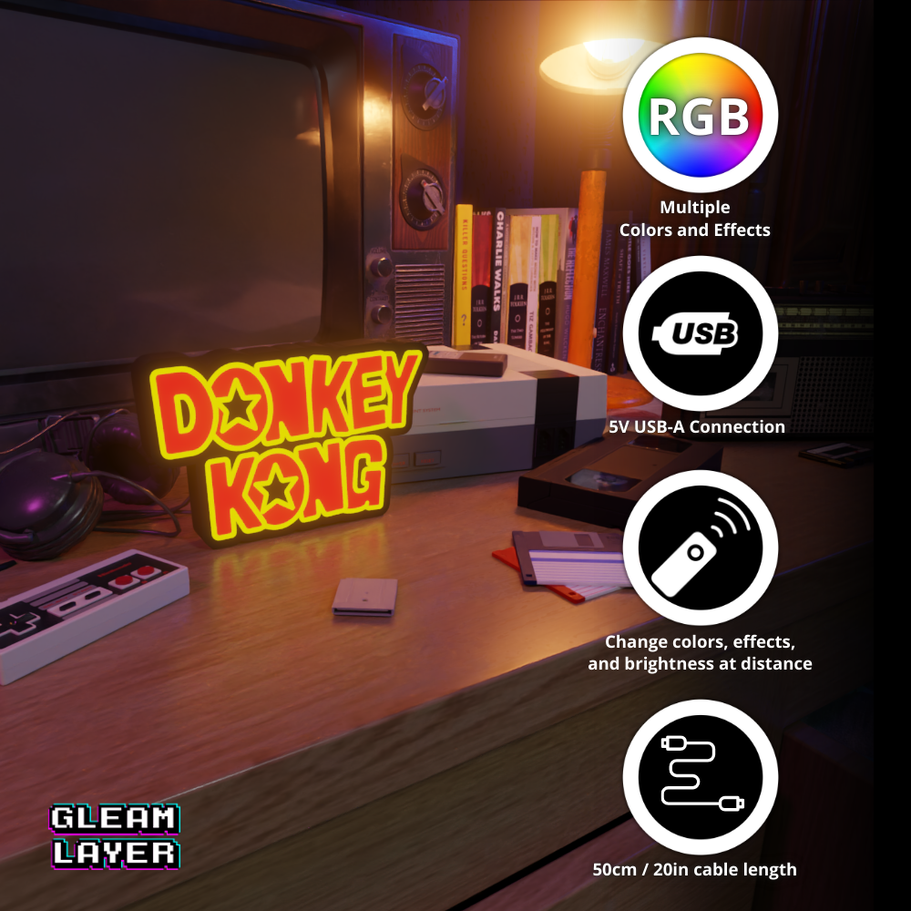 Donkey Kong Led Retro Gaming Light Sign