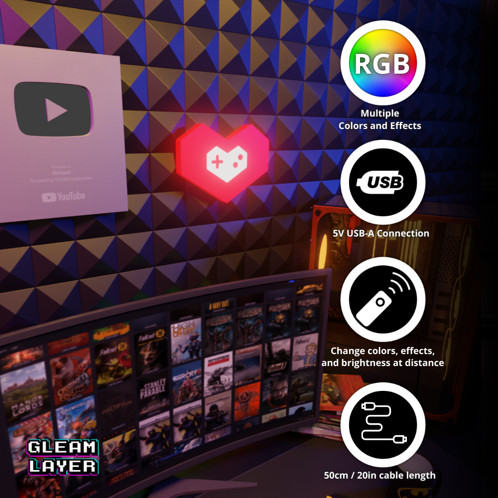 YouTube Gaming Led Light Sign