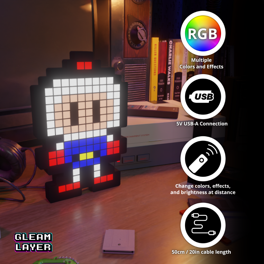 Bomberman 8-bit Pixel Led Lightbox Pixel Art Light