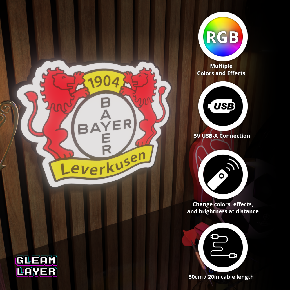 Bayer 04 Leverkusen Logo Led RGB Wall Display Light Sign