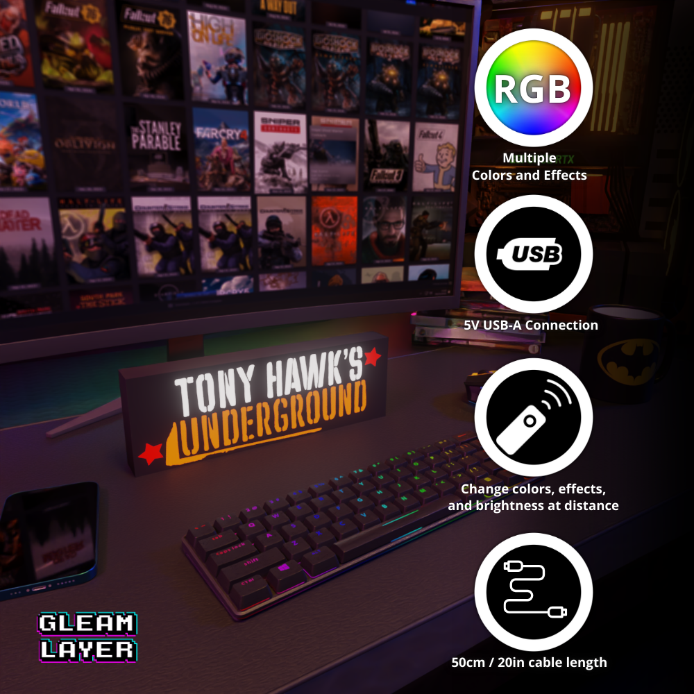 Tony Hawk's Underground Led Gaming Light Sign