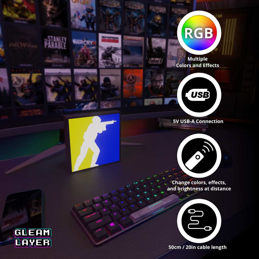 CS 2 LOGO Counter Strike Icon Led Gaming Light Sign