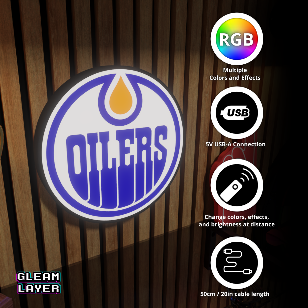 Edmonton Oilers Led Light Box NHL Sports Bar Light Display Wall Sign