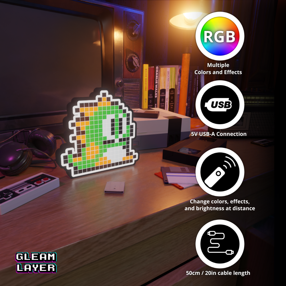 Green Puzzle Bobble 8-bit Pixel Led Light