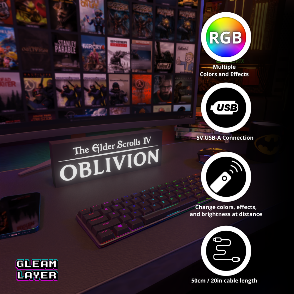 The Elder Scrolls IV Oblivion Led Gaming Lightbox RGB Sign