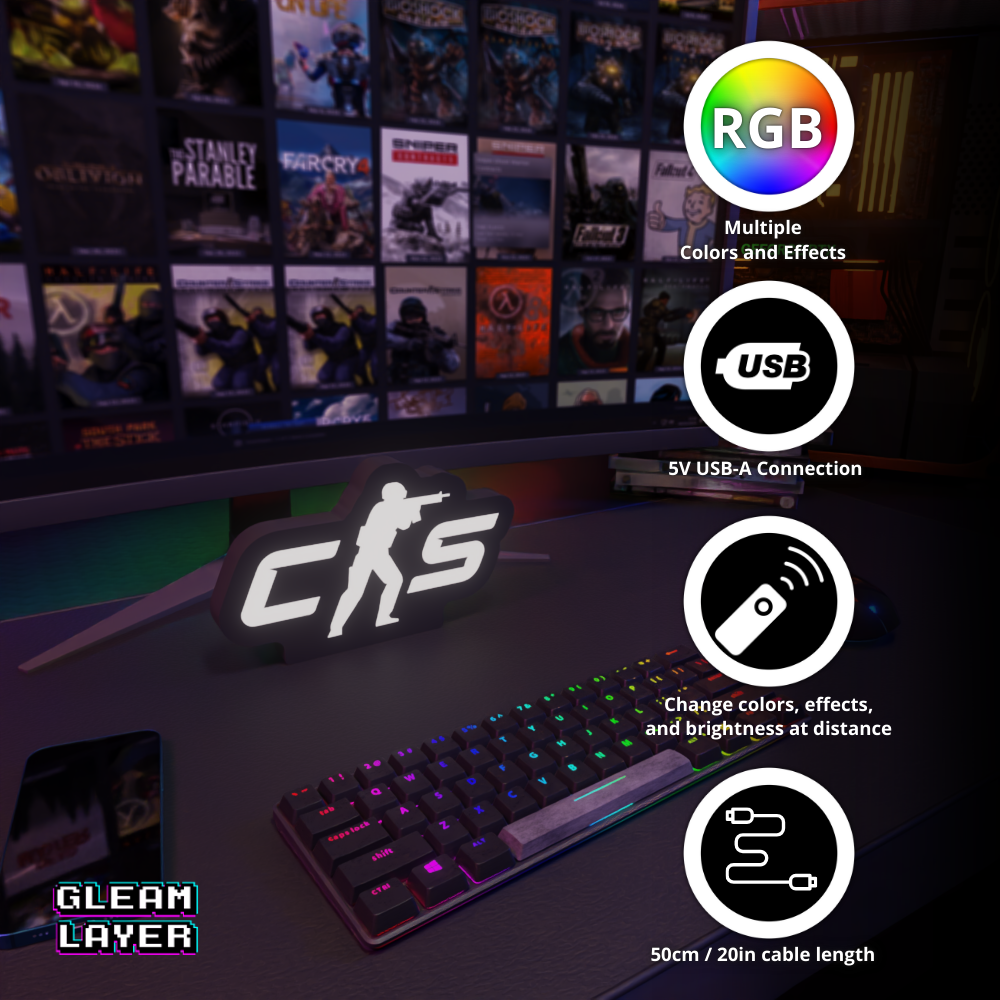 CS 2 Counter Strike Led Gaming Light Sign