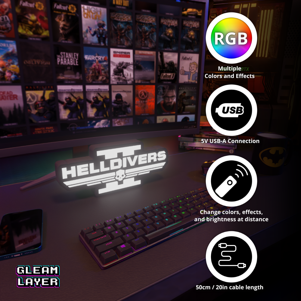Helldivers 2 LED-Leuchtkastenschild