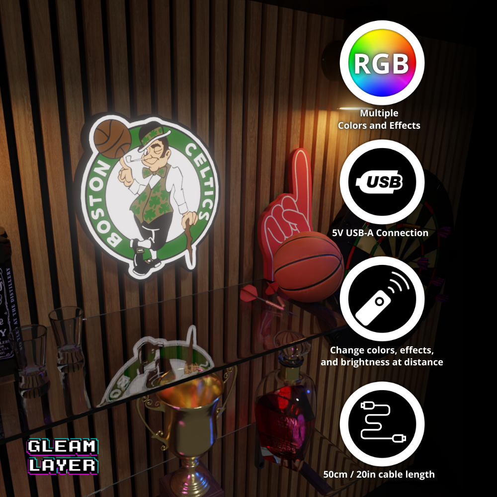Boston Celtics Led Light Box NBA Sports Bar Light Display Wall Sign