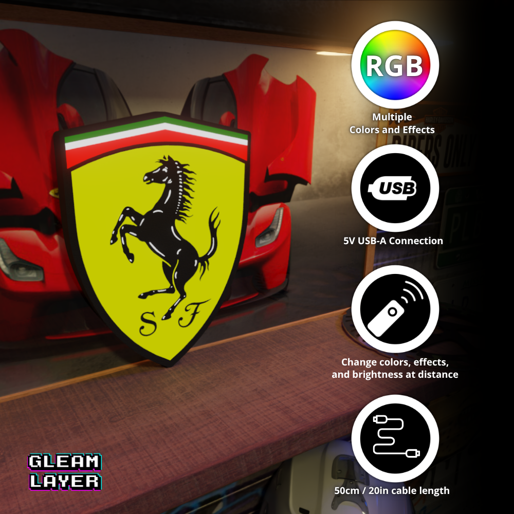 Ferrari Logo Wall Display Led RGB Light Sign