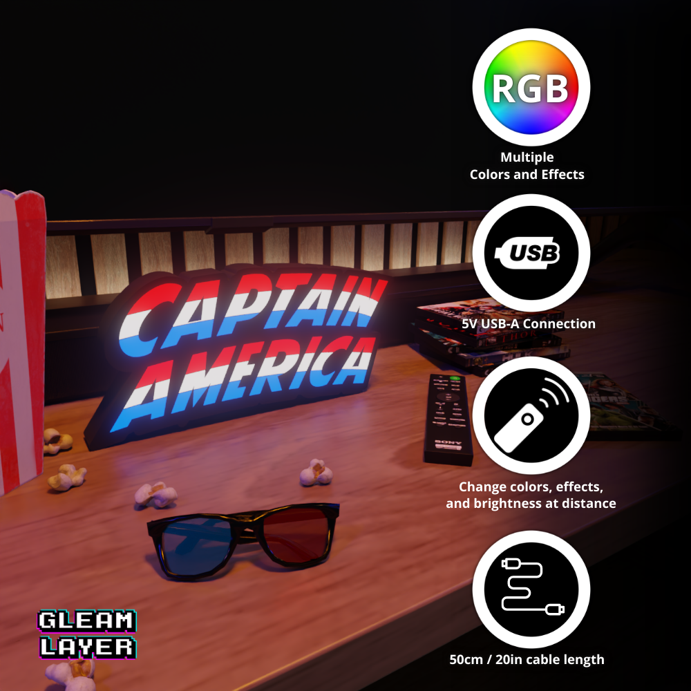 Captain America Led Light Sign