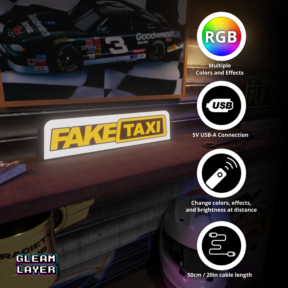 Fake Taxi Led Light RGB Sign