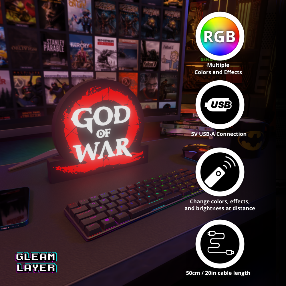 God of War Logo Led Gaming RGB Light Sign