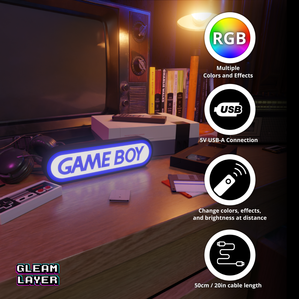 Gameboy Led Retro Gaming RGB Light Sign