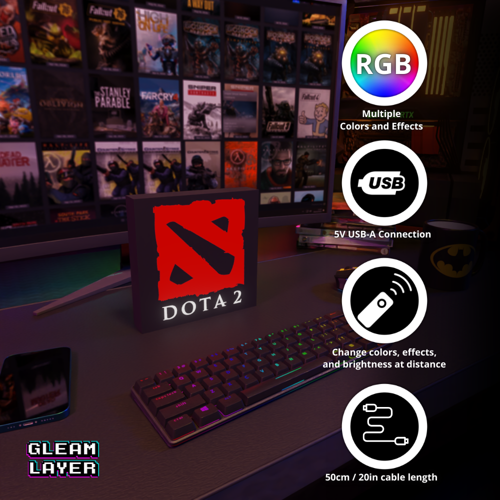 Dota 2 Led Gaming RGB Light Sign