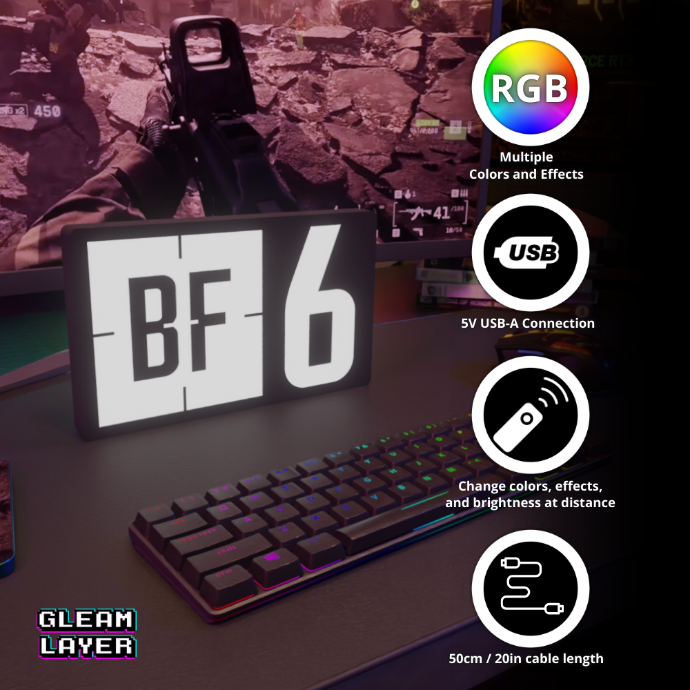 Battlefield 6 Gaming Lightbox Led Light Sign
