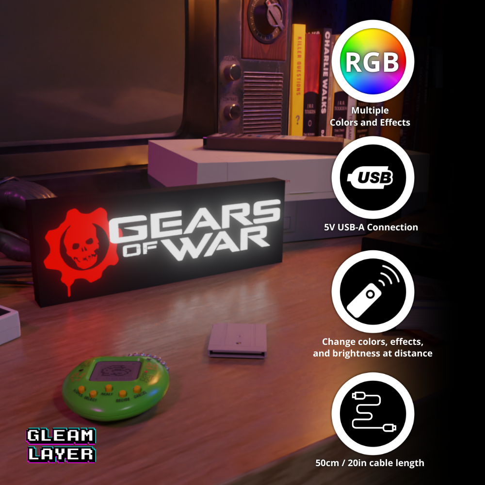Gears of War Gaming Lightbox Led Light Sign