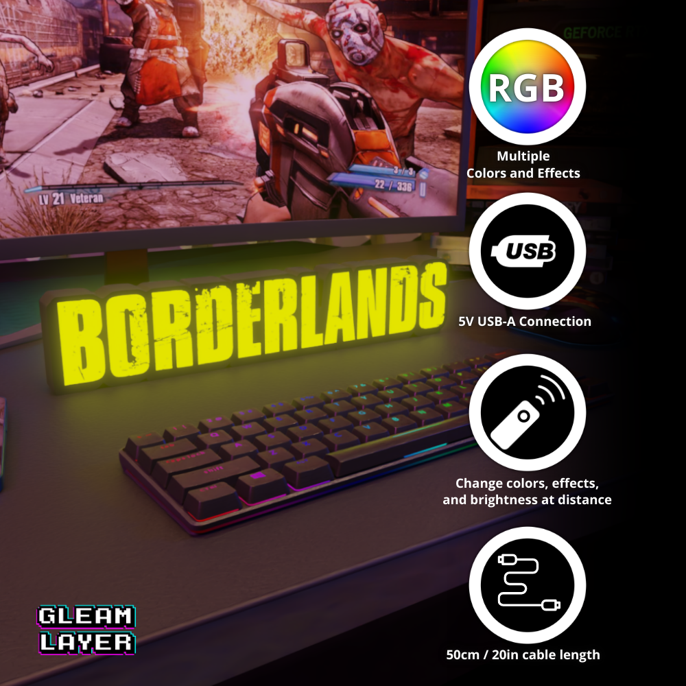 Borderlands Gaming Lightbox Led Light Sign
