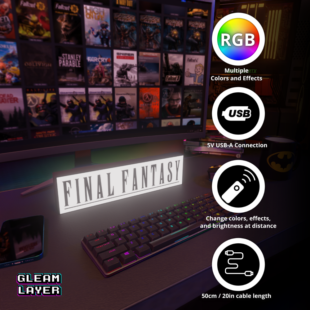 Final Fantasy Led Logo Gaming Light Sign