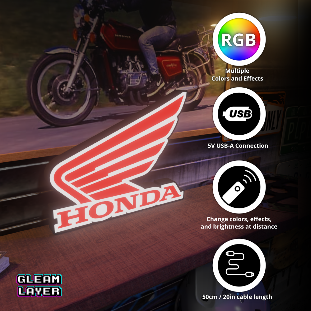Honda Motorcycles Logo Led RGB Light Sign