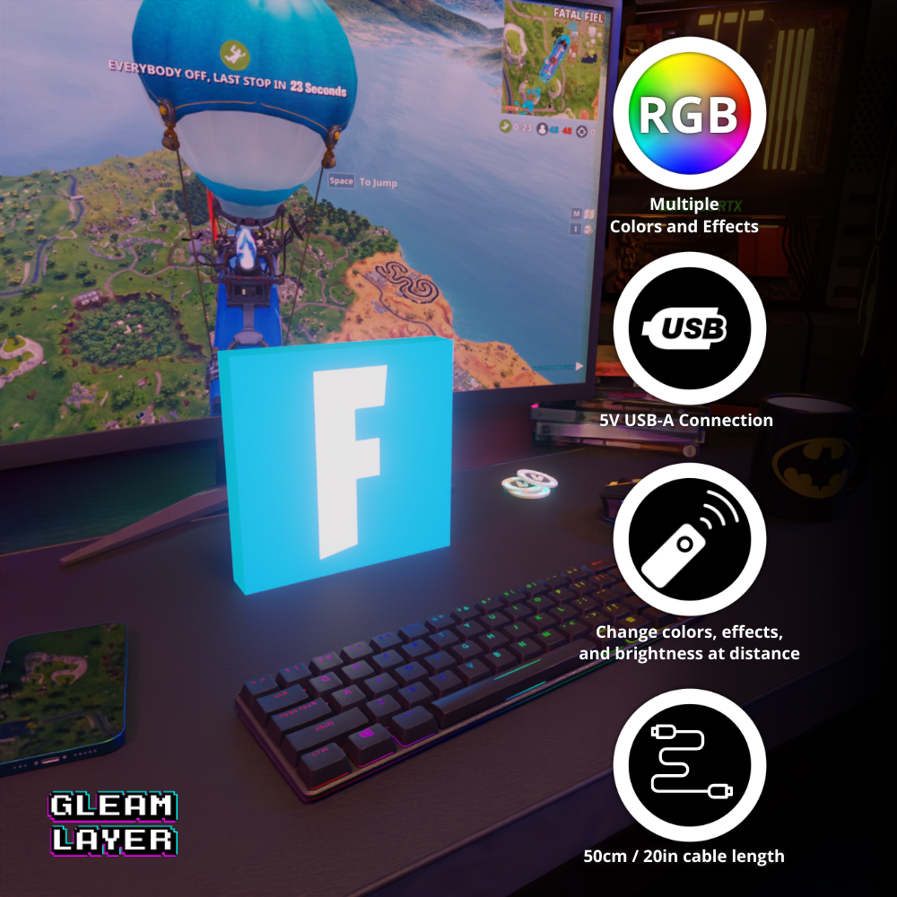 Fortnite Blue Logo Led Gaming Light Sign
