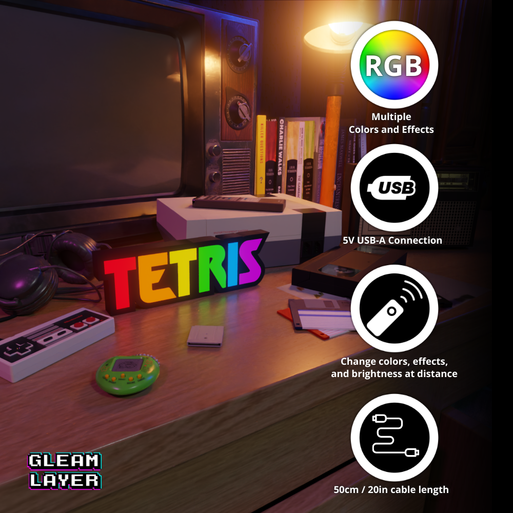 Tetris Arcade Logo Led Light Sign