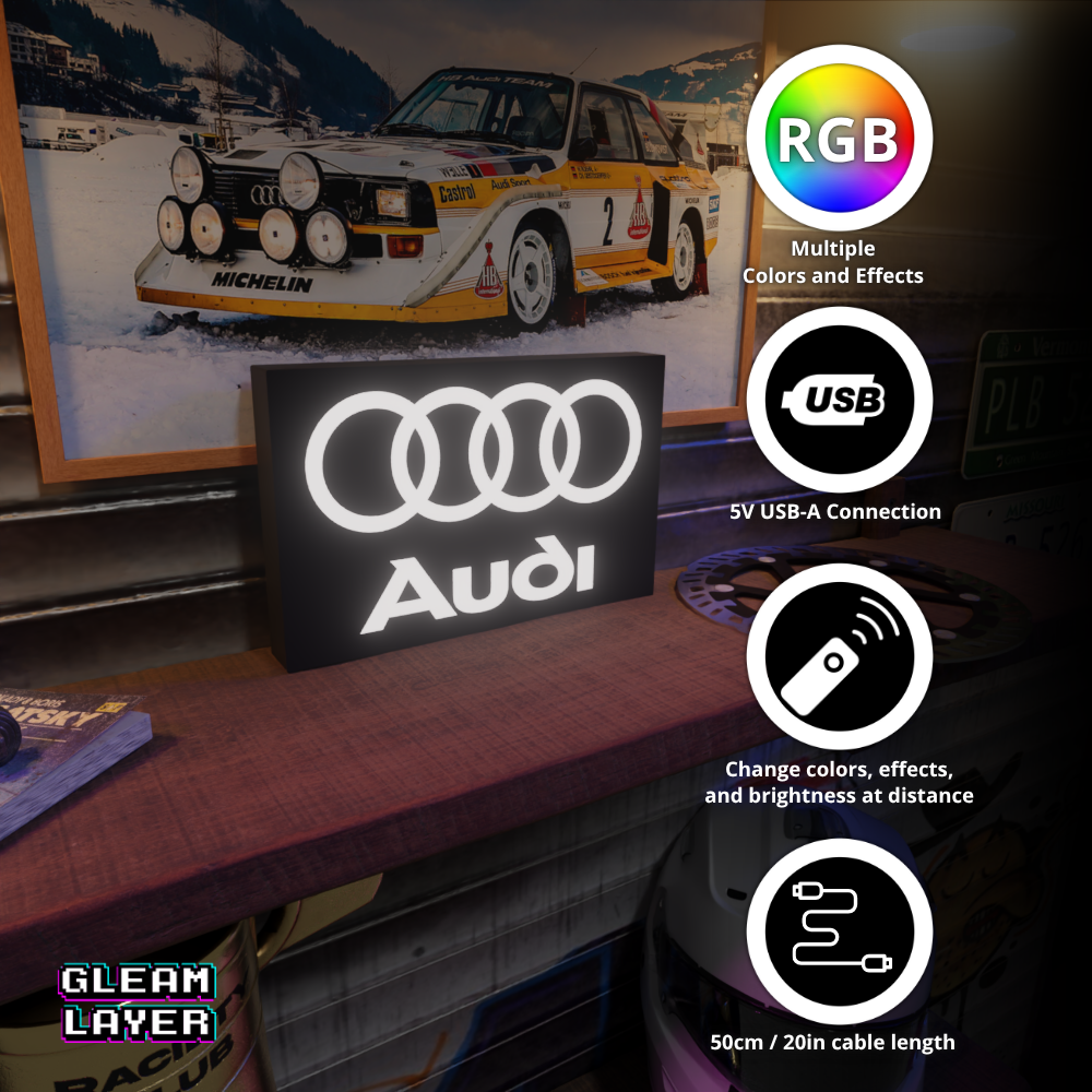 Audi Vintage Led Lightbox Rgb Light Sign