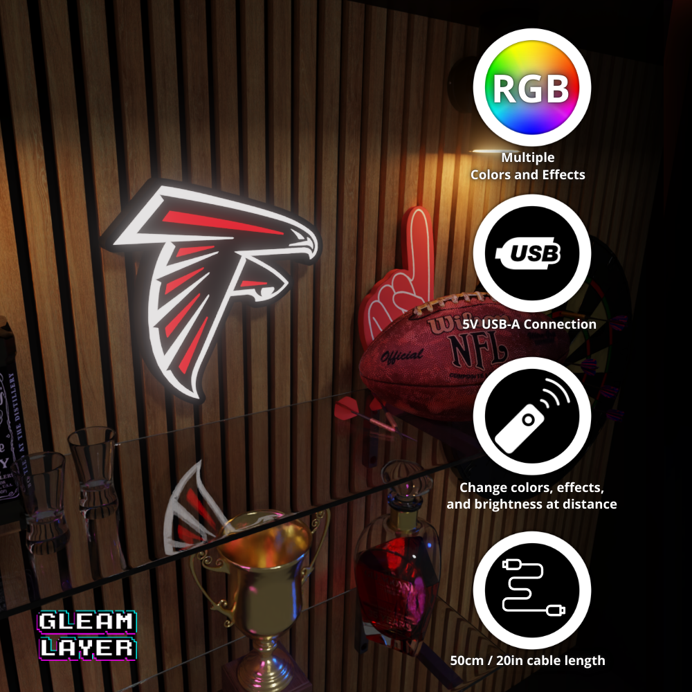 Atlanta Falcons Led Light Box NFC Team NFL National Football League Display Sign