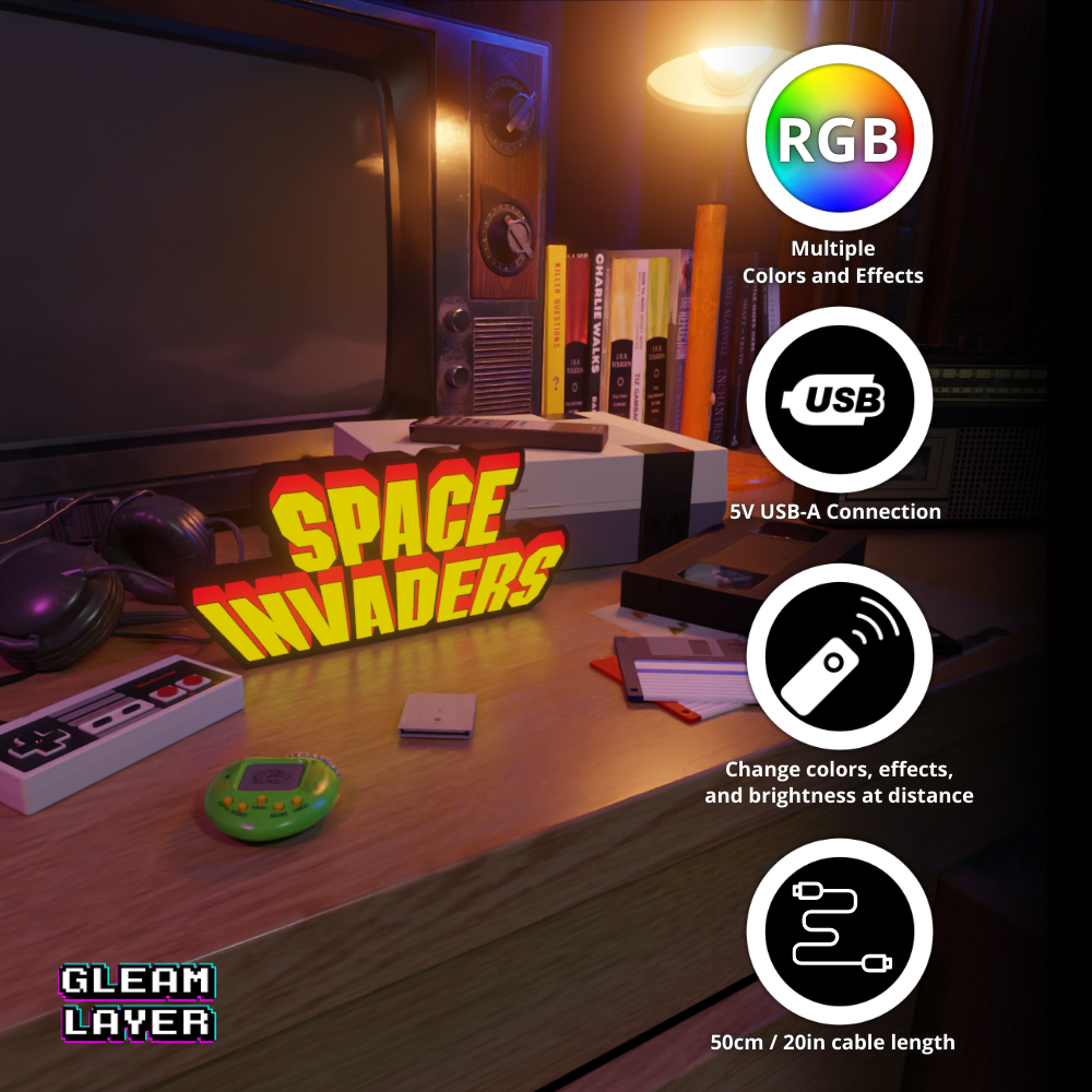 Space Invaders Arcade Gaming Led Light Sign