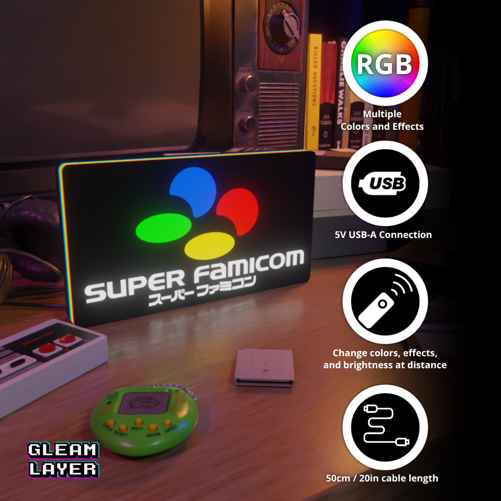 Super Famicom Led Retro Logo Gaming Light Sign