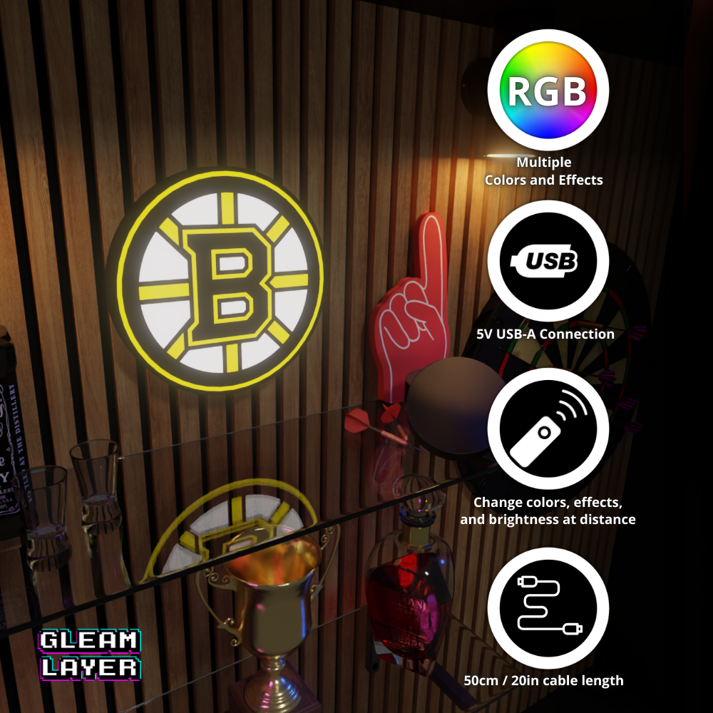 Boston Bruins Led Light Box NHL Sports Bar Light Display Wall Sign