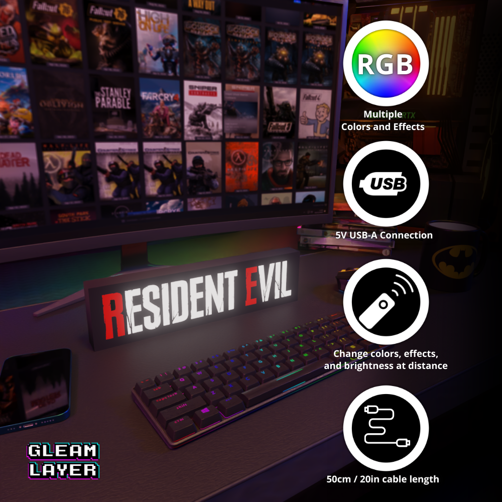 Resident Evil Led Gaming RGB Light Sign