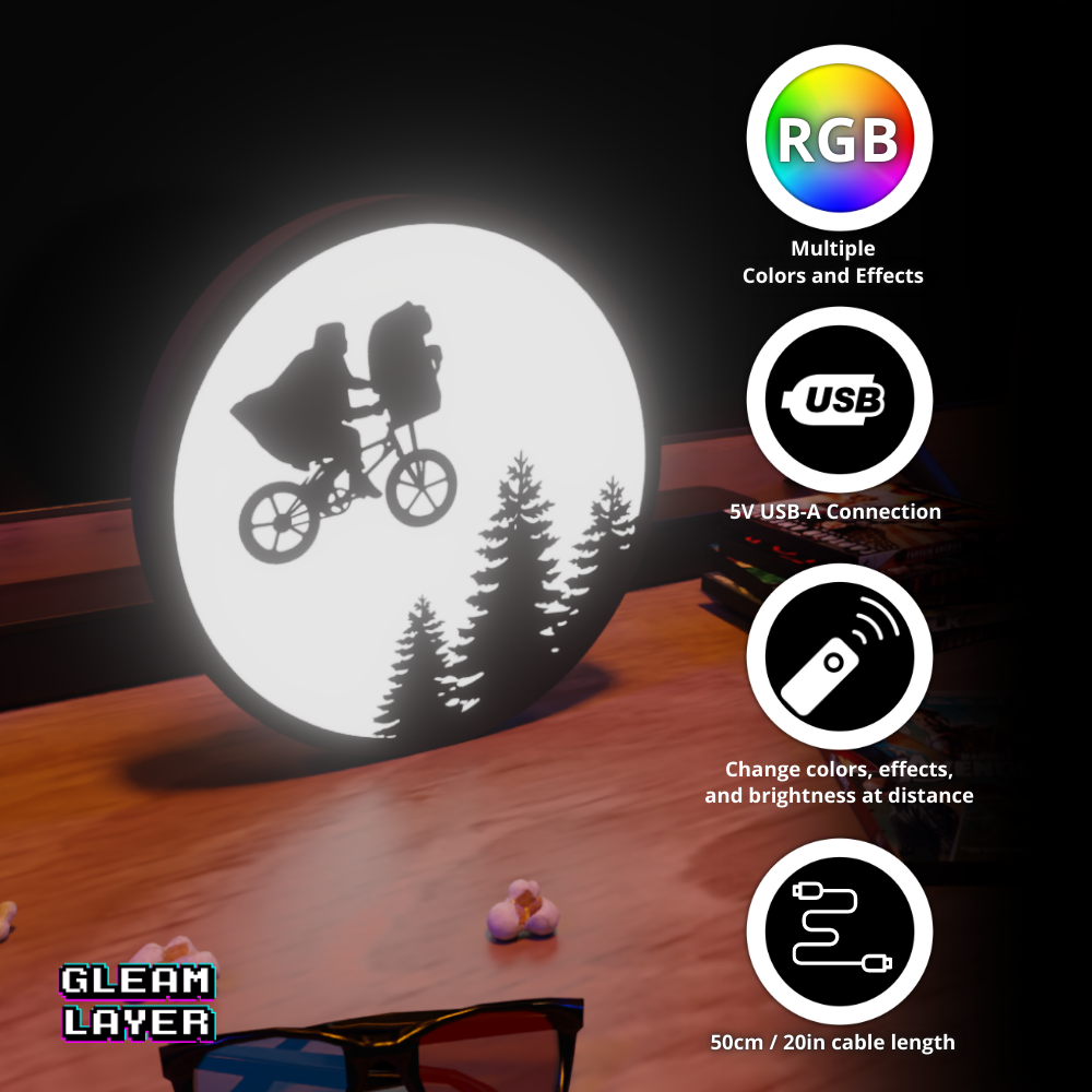 E.T. the Extra-Terrestrial Bicycle Moon Scene LED RGB Lightbox Sign