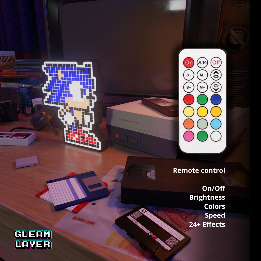 Sonic The Hedgehog 8-bit Pixel Led Lightbox Pixel Art Light