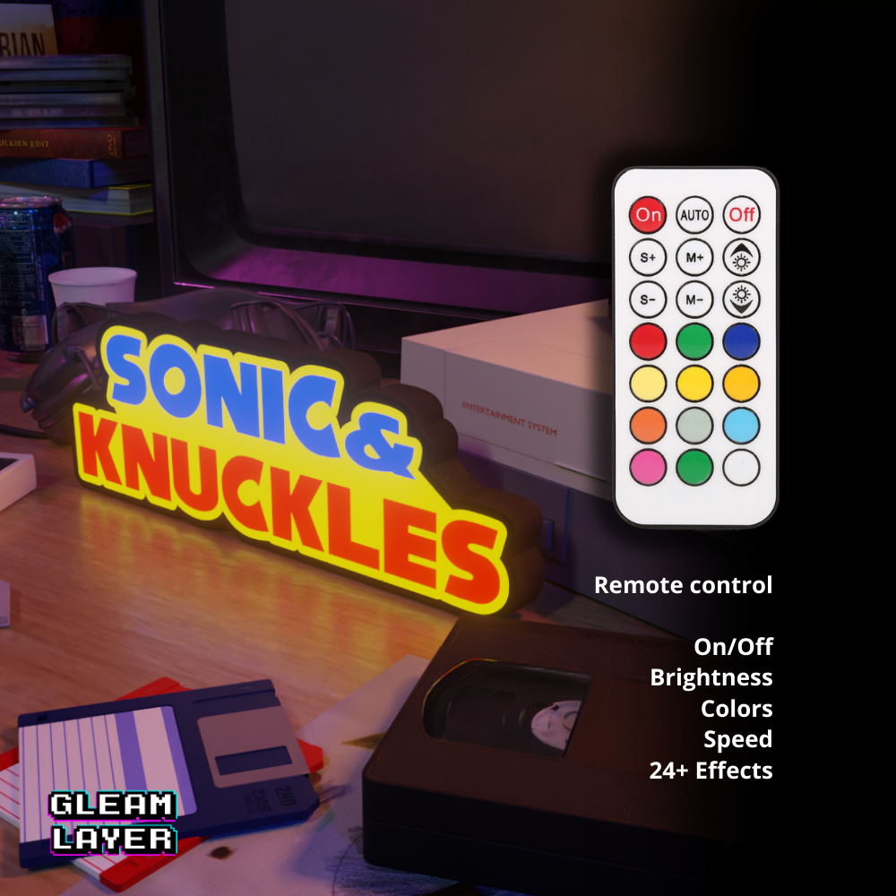 Sonic & Knuckles Retro Gaming Lightbox Led Light Sign