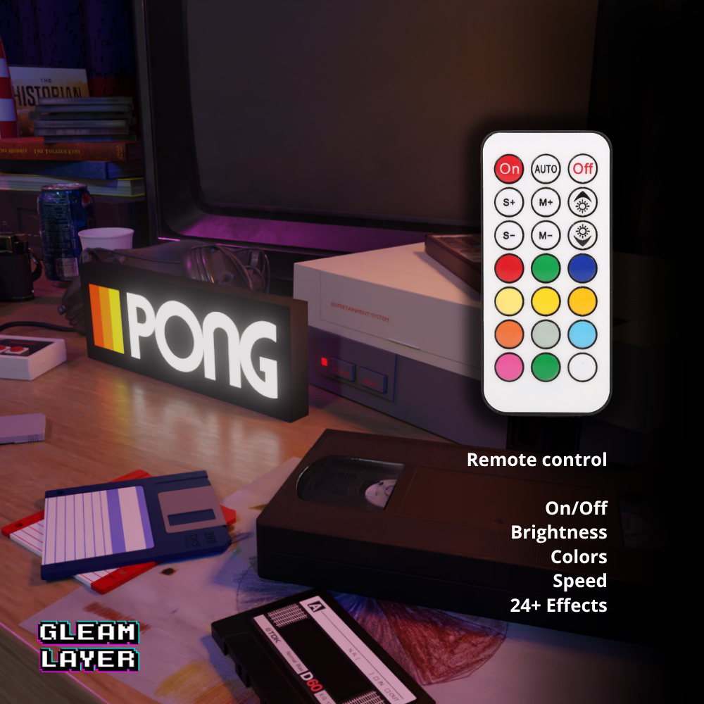 Pong Retro Logo Game Led RGB Light Sign