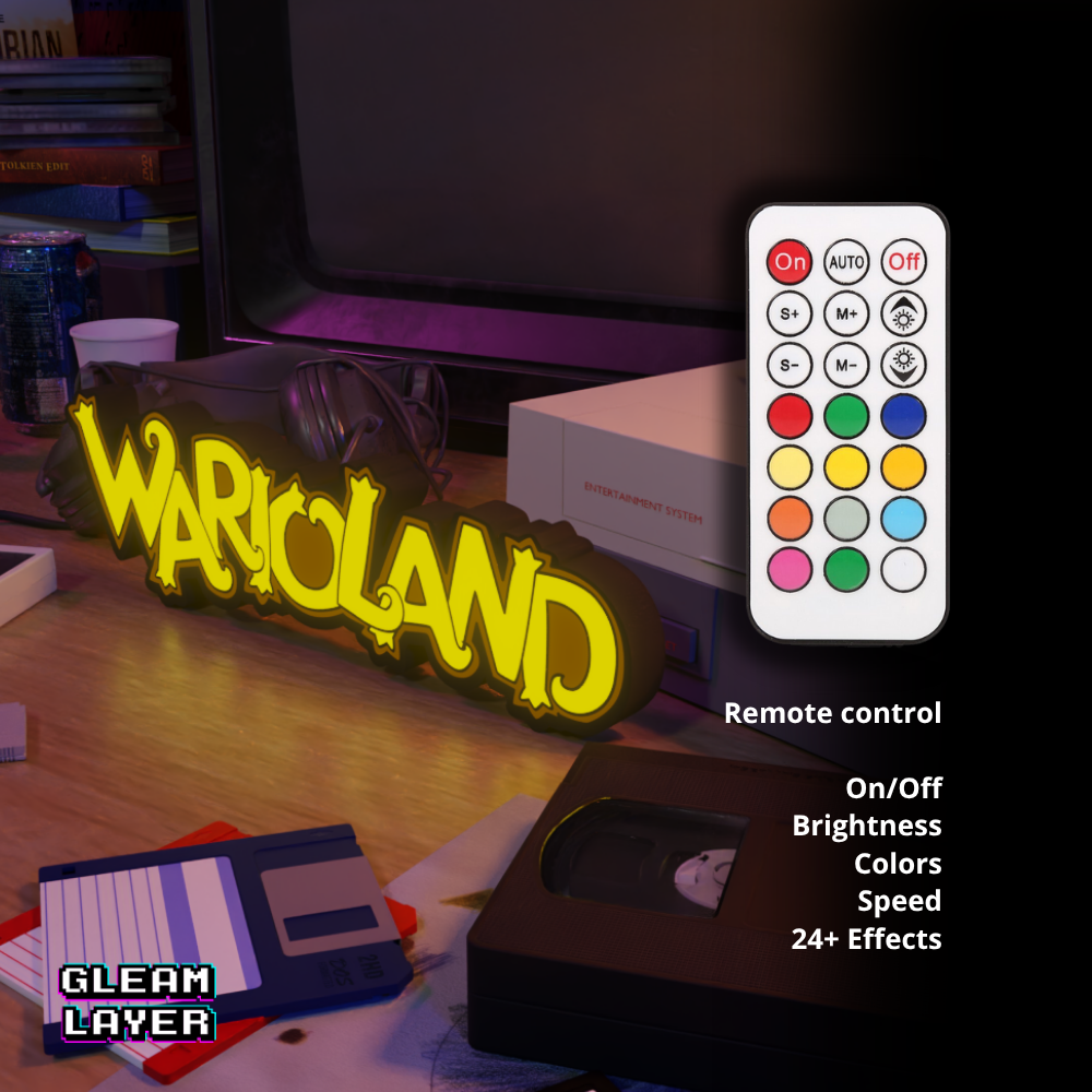 Warioland Led Retro Logo Gaming Light Sign